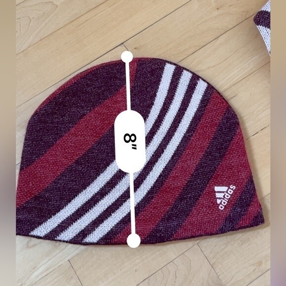 Adidas Striped Fringe Scarf and Matching Beanie Set in Maroon - Picture 11 of 16